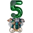 thumbnail image 1 of Globos de animales de safari en la jungla, 28 unidades, hojas decorativas, globos con números de 32 pulgadas para suministros 5 años de edad, 1 of 8