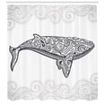 thumbnail image 3 of Ambesonne Fishing Shower Curtain, Big Fish Oriental, 69"Wx84"L, Pale Grey Charcoal Grey, 3 of 3