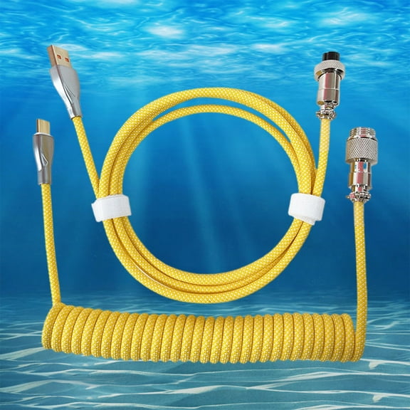 Giunmcul My Order Coiled USB C Cable for Gaming Keyboard Double-Sleeved Mechanical Keyboard Cable with Detachable Metal 1.5M USB-C To USB-A