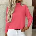 thumbnail image 2 of Womens Turtleneck Sweaters Long Sleeve Casual Soft Knit Loose Fit Basic Fall Pullover Sweater Tops Watermelon Red S, 2 of 6