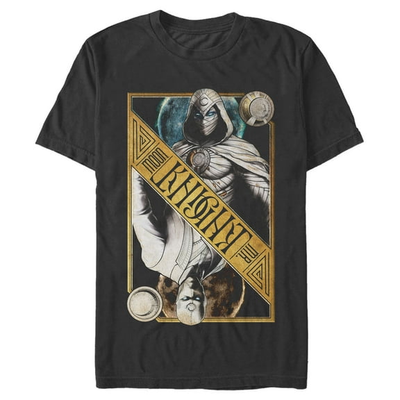 Men's Marvel: Moon Knight Colorful Dual Identity Split Playing Card  Graphic Tee Black Large