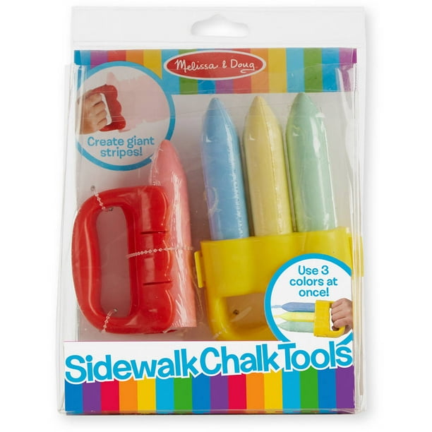 Melissa & Doug Sidewalk Chalk Tools 4 Chalk Pieces, 2 Holders