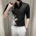thumbnail image 4 of Camisa de hombre con estampado hawaiano Camisas masculinas estampadas de media manga Moda 2024 Mangas normales Botones originales Venta Seda Nuevo en, 4 of 5