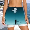 thumbnail image 3 of LEKWK Athletic Shorts for Women with Liner High Waisted Drawstring Gradient Swim Trunks Loose Fit Casual Workout Shorts for Gym Yoga Running, 3 of 6