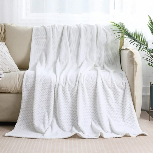 Fleece Throw Blanket for Couch with Plush Wave Pattern, Decorative Soft ...