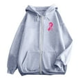 thumbnail image 6 of Fshinging Oversized Hoodie Womens Sweatshirts Cancer Pink Ribbon Feather Print Zipper Jackets Long Sleeve Pocket Drawstring Fashion Clothes, 6 of 6