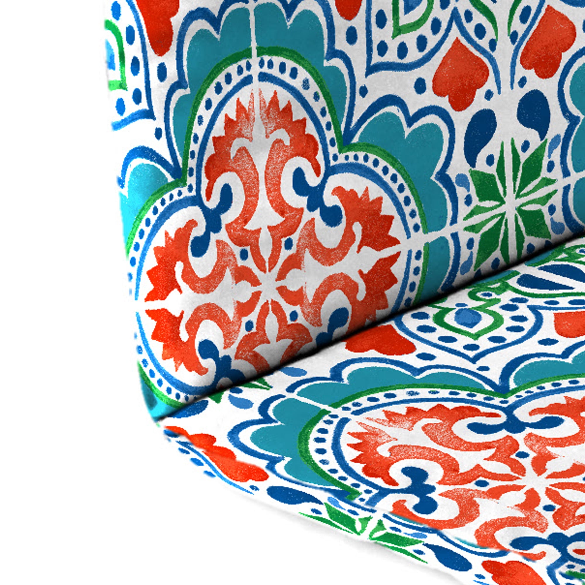 Jordan Manufacturing 49" x 20.5" Talavera Aqua Medallion Rectangular Outdoor Adirondack Chair Cushion with Back Strap