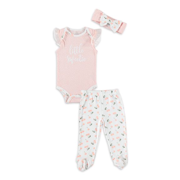 Cutie Pie Baby Girl 3 PC Footed Jogger Pant Set, Sizes Newborn-9 Months