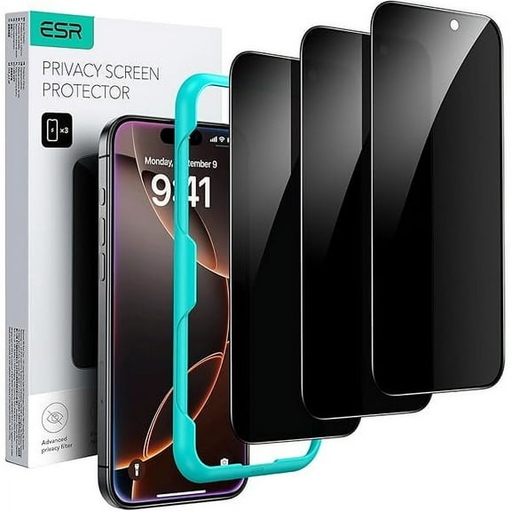 3 Pack for iPhone 16 Pro Max Privacy Screen Protector, Anti-spy Tempered-Glass Privacy Screen Protector with Easy Installation Tool