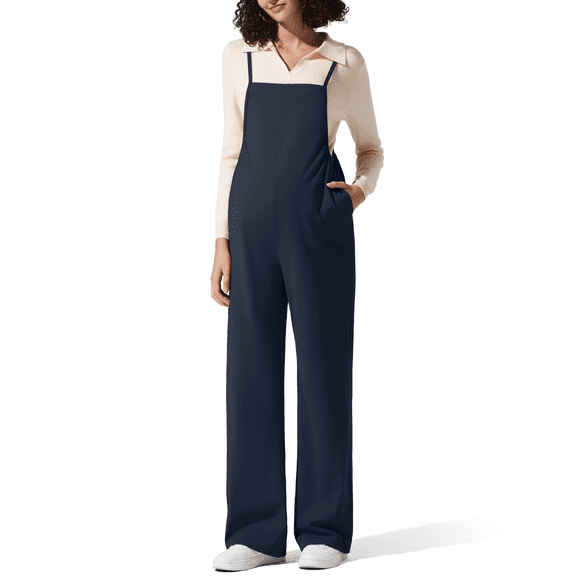 G4Free Maternity Jumpsuits Adjustable Strap Overalls Pregnancy Wide Leg Rompers with Pockets