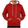 thumbnail image 2 of gbyLJF Mens Long Sleeve Hoodie Fleece Lined Solid Color Hooded Sweatshirts Round Neck Drawstring Pullover Tops with Pockets, 2 of 9