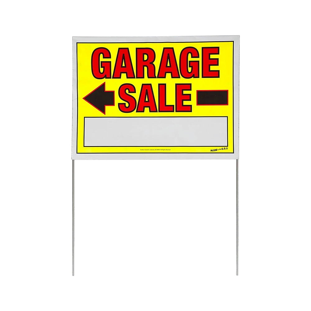 (2 pack) Sunburst Systems 3925 Large Double-Sided Garage Sale Sign with Metal U-Stake, 22"W x 32"H (Assembled)