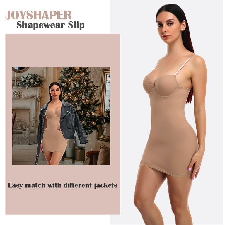 JOYSHAPER Adjustable Slip Dress for Women Tummy Control Body Shaper  Shapewear Full Slips for Under Dresses Beige (With Gusset) S at  Women's  Clothing store
