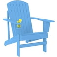 thumbnail image 1 of Outdoor Wood Adirondack Chair Patio Chaise Lounge Deck Reclined Bench Blue, 1 of 10