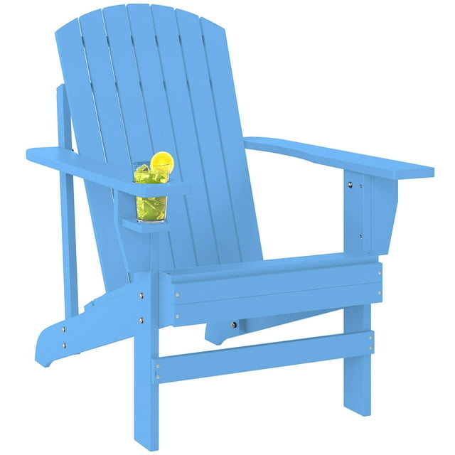 Chaise Adirondack d'Extérieur en Bois pour Patio, Chaise Longue de Terrasse, Banc Incliné Bleu