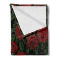 thumbnail image 2 of Rose Soft Flannel Fleece Blanket, Valentine's Day Retro Style Petals with Leaves Ornamental Growth Pattern, Cozy Plush for Indoor and Outdoor Use, 70" x 90", Ruby Hunter Green Black, by Ambesonne, 2 of 5