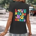 thumbnail image 3 of WEIWEN Autism Awareness Shirts for Women Love Needs No Words Teacher Tshirts Crew Neck T-Shirt Womens Tops Dressy Casual Outfits (Black, XXL), 3 of 5