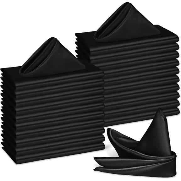 120 Pack Black Satin Napkins,17x17 Inches Wedding Napkins Square Soft Silky Table Napkins Bulk Decorative Elegant Cloth Napkin for Party Decoration, Banquet,Wedding,Graduation