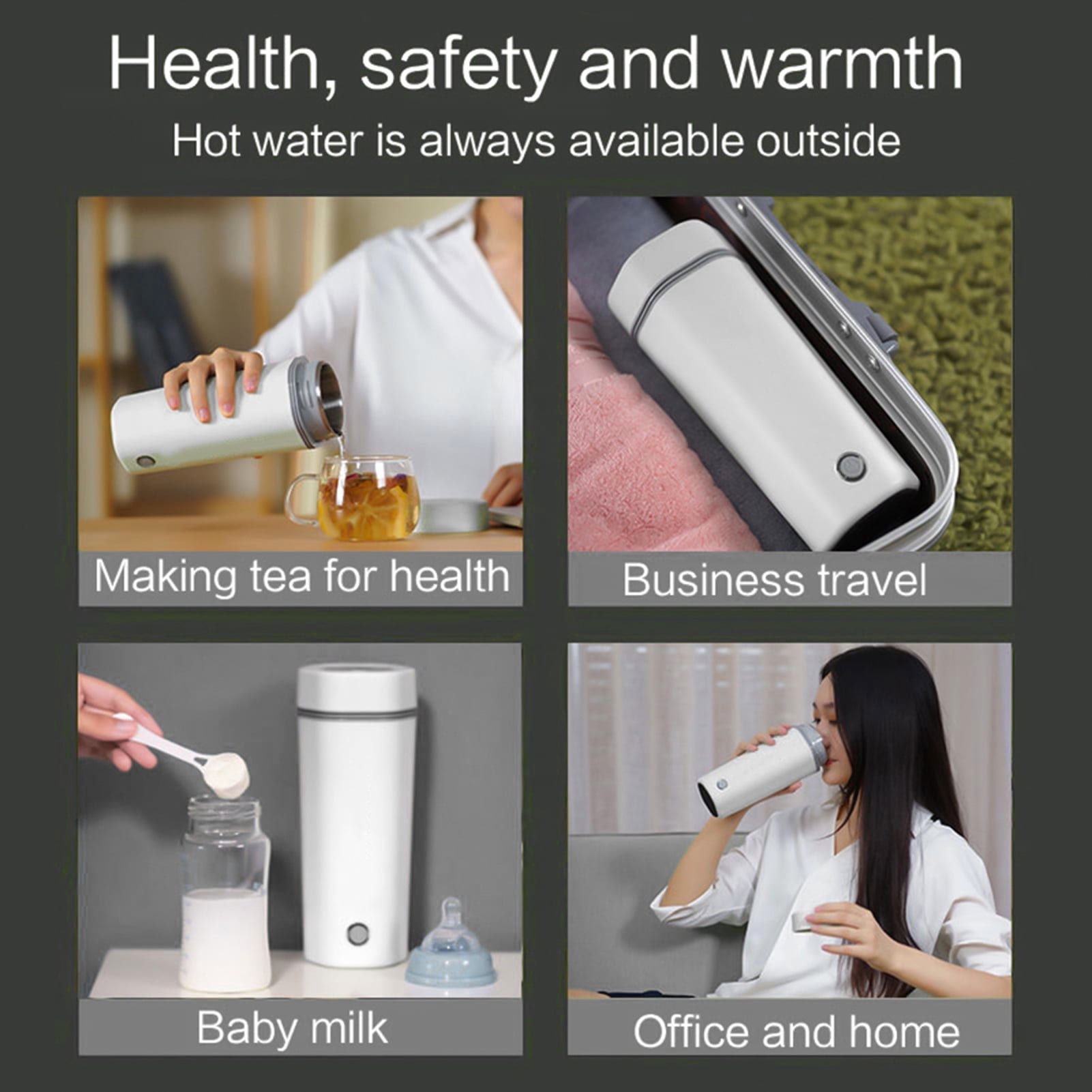 electric kettles for boilling water Portable Electric Kettle for Boiling Water 350ML Travel Beaker Tea Kettle Hot Water Boiler Stainless Steel Automatic Shut Off for Making Tea Coffee Baby Milk