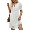 thumbnail image 2 of UVN Women Dress Summer Short Sleeve V Neck Dress Ladies Caual A Line Hollow Out Lace Beach Dresses, 2 of 8