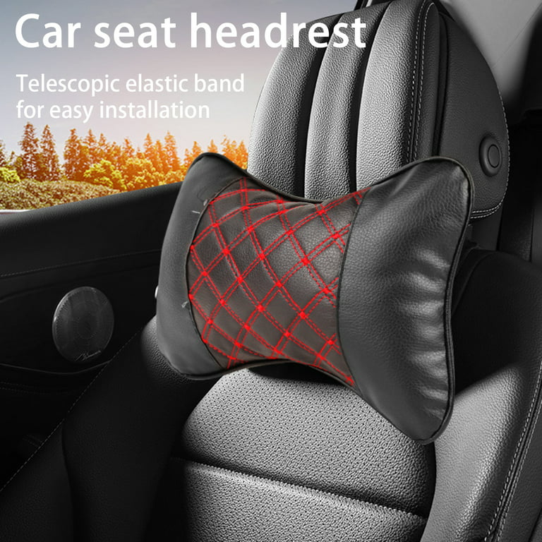 PU Leather Car Pillows Headrest Neck Cushion Support One Pair Seat