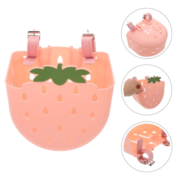 Milisten 2Pcs Cute Bicycle Basket Pink Plastic Multifunctional Design for Kids Riding Experience