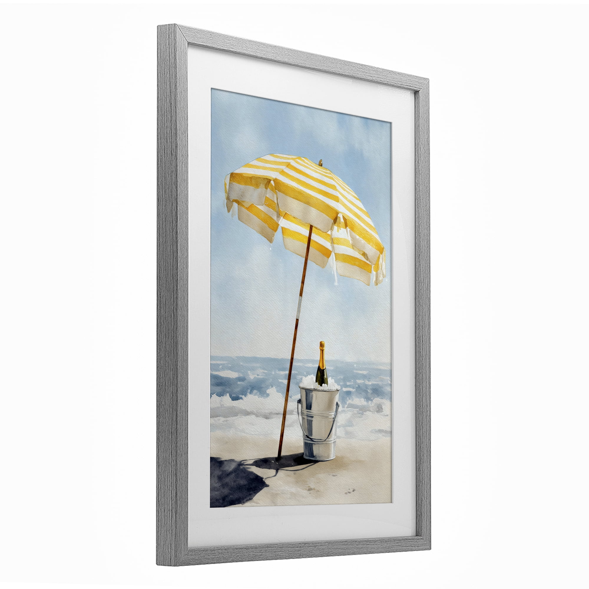 Stupell Industries Sunshine Celebration at Seaside Gray Framed Print Under Glass, design by Petal Prints Design