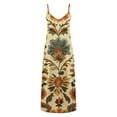 thumbnail image 5 of Jjayotai No Boundaries Women's Summer Maxi Dress, Casual V-Neck Sleeveless Bohemian Spaghetti Strap Floral Long Maxi Dress, Dresses for Women, Womens Sundress Khaki~ S, 5 of 5
