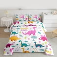 thumbnail image 2 of Homewish Kawaii Dinosaur 3 Pieces Queen Comforter Set for Children Teens Girls,Cute Animal Ultra Soft Bedding Sets,Cartoon Animal Dino Bedding Comforter Set,Super Cozy Room Decor,Reversible, 2 of 8