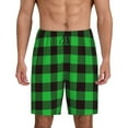 thumbnail image 2 of Daiia Buffalo Plaid Green Black Mens Woven Stretch Pajama Short,Short Pajama Pants-X-Large, 2 of 9