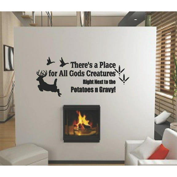 Custom Decal : There's a Place for All Gods Right Next To The Potatoes N Gravy! Wall Sticker Size : 14 Inches X 28 Inches - 22 Colors Available