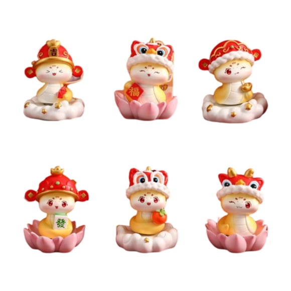 Yinanstore 6 Pieces Chinese New Year Snake Figurines Random Desktop Ornament Decorative New