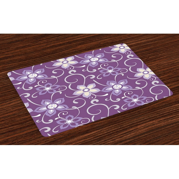 Eggplant Placemats Set of 4 Beautiful Lilacs with Leaves Sticking out
