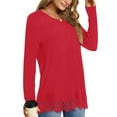 thumbnail image 3 of UVN Fall Tops for Women Long Sleeve Lace Trim V Neck Blouses Dressy Casual A Line Tunic Shirts, 3 of 8