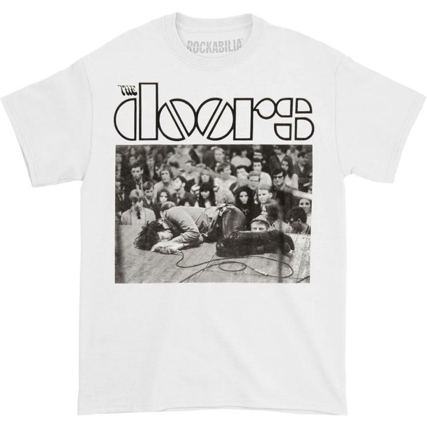The Doors - Camiseta Jim On Floor de Algodón para Adultos Unisex (Blanco)