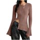 thumbnail image 3 of Tops túnica,Blusa informal de poliéster con cuello en V y manga larga para mujer, color liso para otoño, sopatenor, 3 of 9