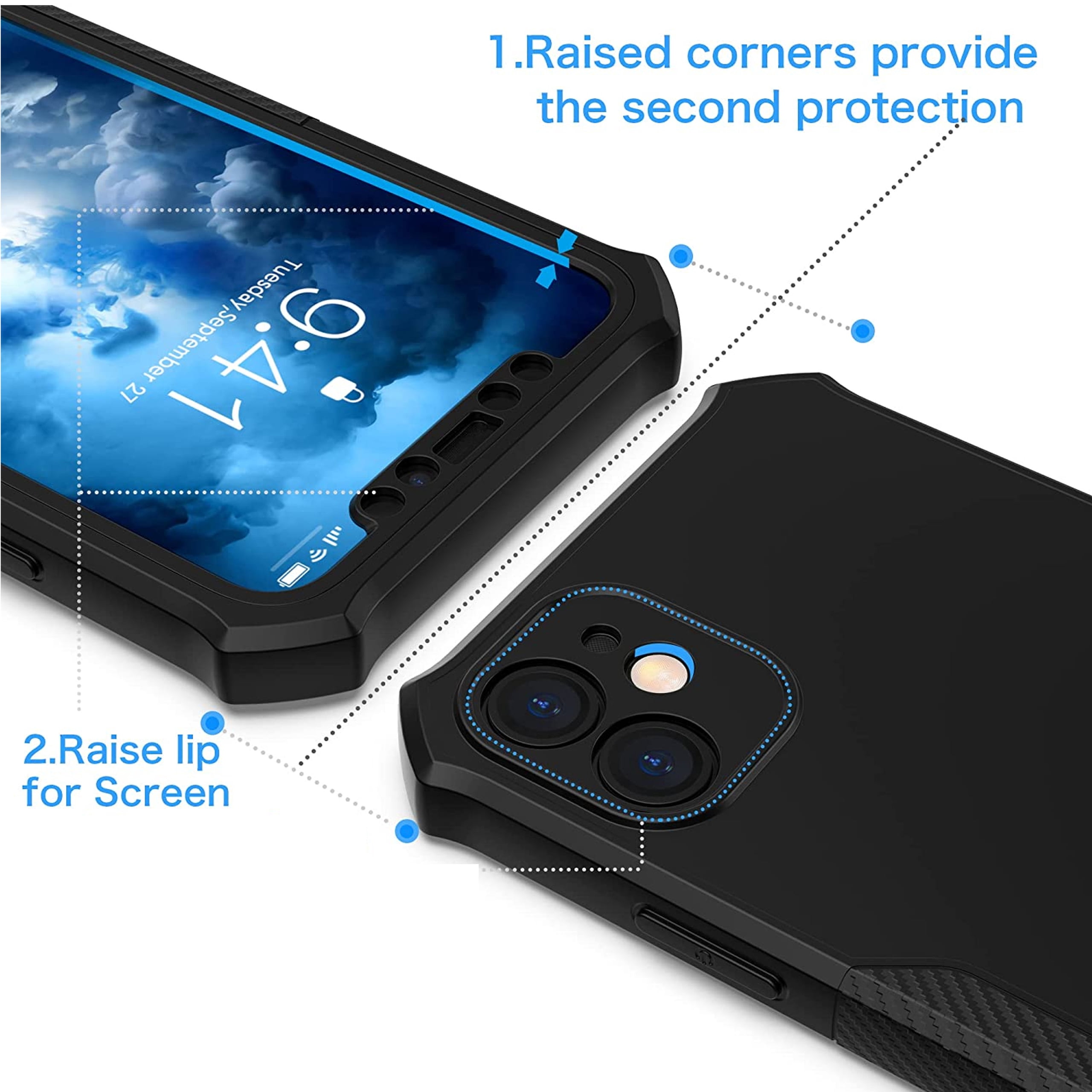 Xpression Phone Case For BLU View 5 Pro (2024) Full-Body Dual Layer Hybrid Case Slim, Drop-Proof TPU Hard PC, Durable Corner Front Bumper Protector Cover, Black
