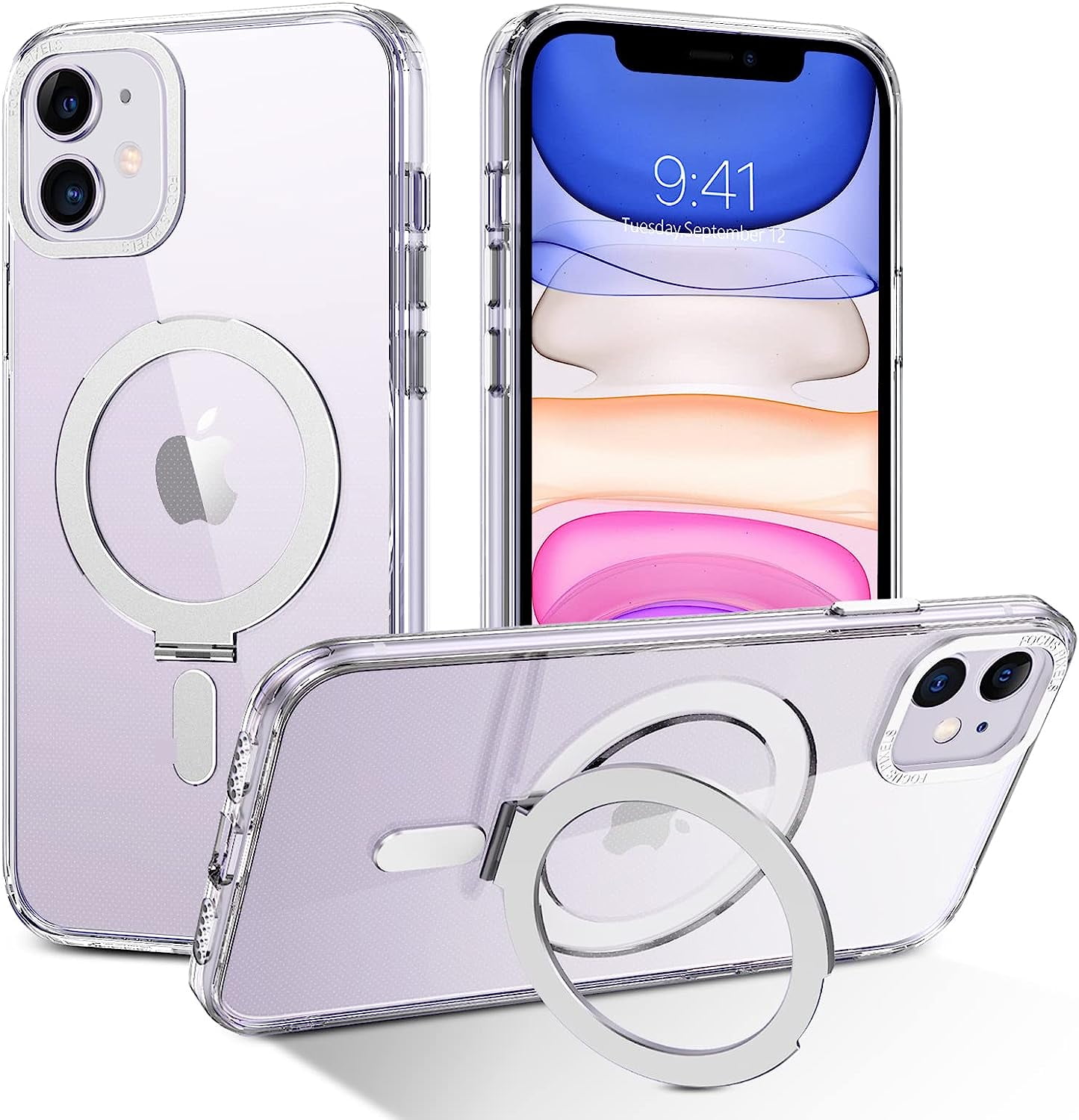 for iPhone 11 Case with Invisible Stand with Magsafe], Clear Full Body
