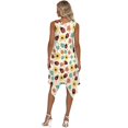thumbnail image 5 of HELLHERO Ladybug & Daisy Floral Pattern Ladies Round Neck Sleeveless Midi Dress, Asymmetrical Hem Design Sleeveless Sundress with Side Pockets Comfort for Party, 5 of 8