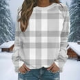 thumbnail image 2 of YUGYXL Womens Sweatshirt Plaid Check Crewneck Top Long Sleeve Loose Fit Pullover Casual Fashion Weekend Sweatshirt Gray Sweatshirt M, 2 of 7