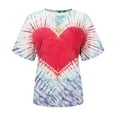 thumbnail image 4 of ZyeKqe Tie-Dye T Shirts for Women Heart Print Short Sleeve Top Round Neck Shirts Casual Loose Tees, 4 of 4