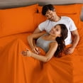 thumbnail image 4 of LUXURIOUS BEDDING Soft 1200 Series Long Staple 4 Piece Egyptian Cotton Bed Sheet Set ( Flat Sheet + Fitted 18'' + 2 Pillow Cases ) Double Brushed Breathable Sheets Orange Full XL, 4 of 4