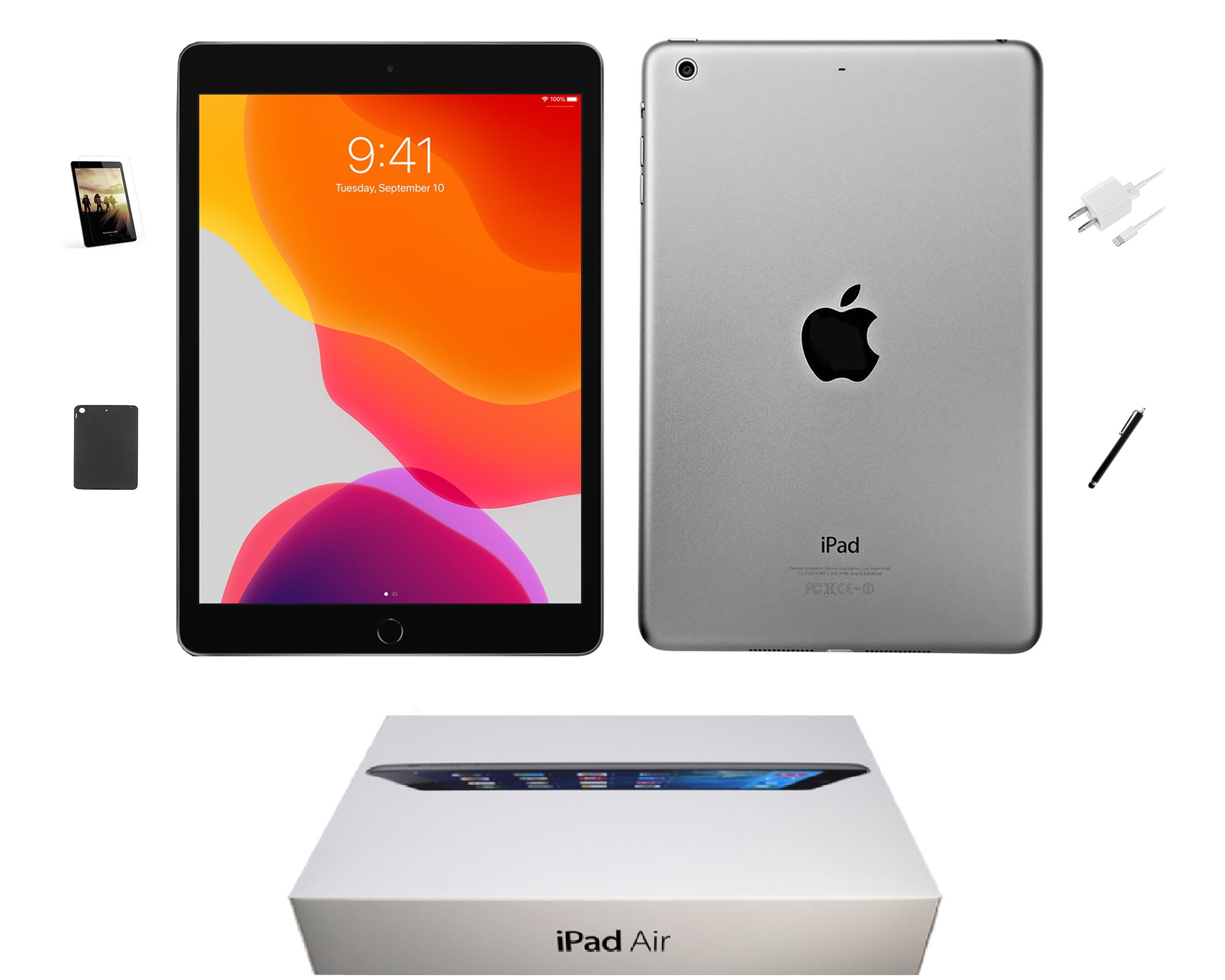 Refurbished Apple Ipad Air 16gb Space Gray Wi Fi Only 9 7 Inch Plus Bundle Original Box Case Tempered Glass Stylus Pen And Generic Charger Walmart Com Walmart Com