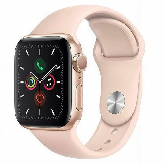 Pre-Owned Apple Watch Series 5 40mm GPS Aluminum Case Pink Sport Band Smartwatch - Gold