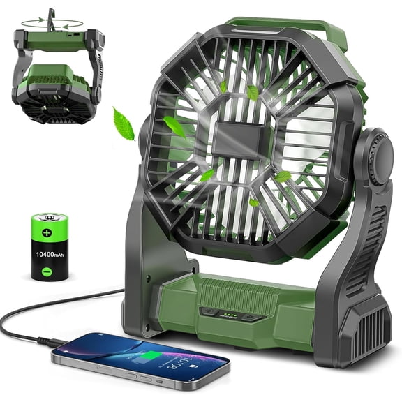 Portable Fan Rechargeable, Cordless Battery Powered Fan with LED Lantern, USB C Battery Operated for Travel Bedroom Home Camping Tent Office Beach Desk Fishing Table