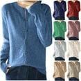 thumbnail image 6 of yardsong Cable Knit Sweater Women Cardigan Button Down Open Lightweight Knitwear Outwear 2025 Fall Winter Solid Cropped Tunic Cardigans Blue,XXL, 6 of 6
