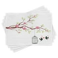 thumbnail image 1 of Ambesonne Love Place Mats Set of 4, Roses Blossoms Birds, Standard Size, Pink Brown White, 1 of 6
