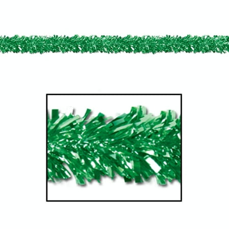Club Pack of 12 Shiny Metallic Green Foil Tinsel 6-Ply Christmas Garlands 15' - Unlit