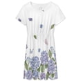 thumbnail image 3 of Hydrangea Purple Floral Women's Dress Short Sleeve Summer Sundress Summer Women Clothes, 3 of 7