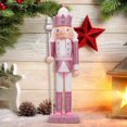 thumbnail image 7 of FRCOLOR Christmas Nutcracker Figurine 1Pc Pink Wood For Children, 7 of 7